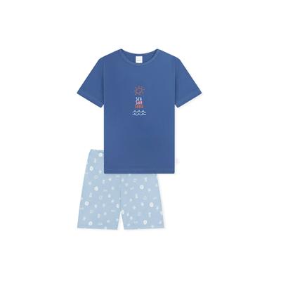 Schlafanzug SCHIESSER "Pyjama", Mädchen, Gr. 104, bunt (blau), Obermaterial: 100% Baumwolle CO., Homewear-Sets Schlafanzug