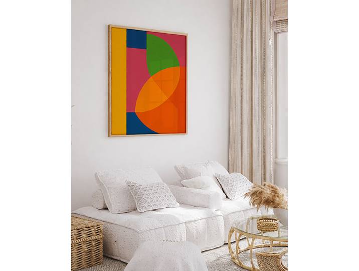 Affiche abstraite colorée Revêtement : verre acrylique Structure : hêtre laqué Multicolore 52 x 62cm