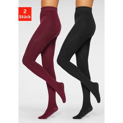 Thermostrumpfhose LAVANA, Damen, Gr. M (40/42), rot (weinrot), Obermaterial: 66% Baumwolle, 30% Polyester, 4% Elasthan, glattgestrickt, uni, elastisch, Strumpfhosen, mit angerauter Innenseite