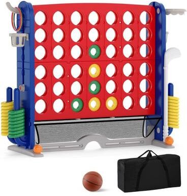 Costway Giant 4-in-a-Row Game Set Jumbo 4-to-Score Game with Storage Bag-Red