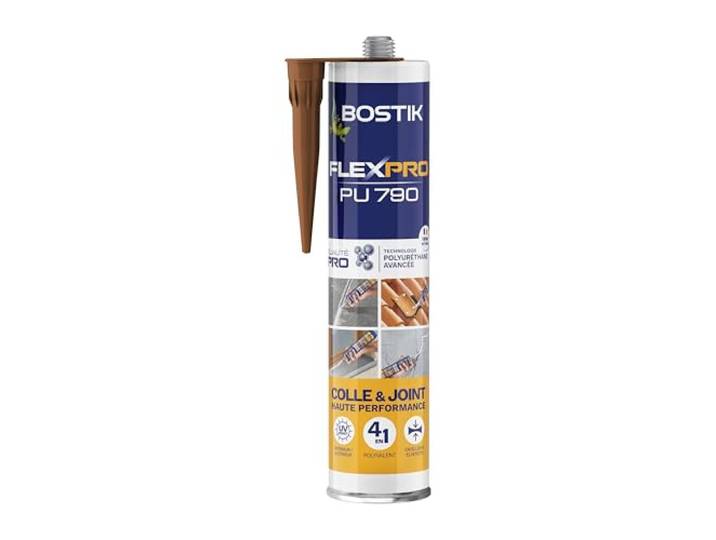 BOSTIK Mastic Colle et Joint Flexpro PU 790 Marron - 300 ml Multi Usages - Tous Matériaux - Intérieur/Extérieur et Milieux Humides