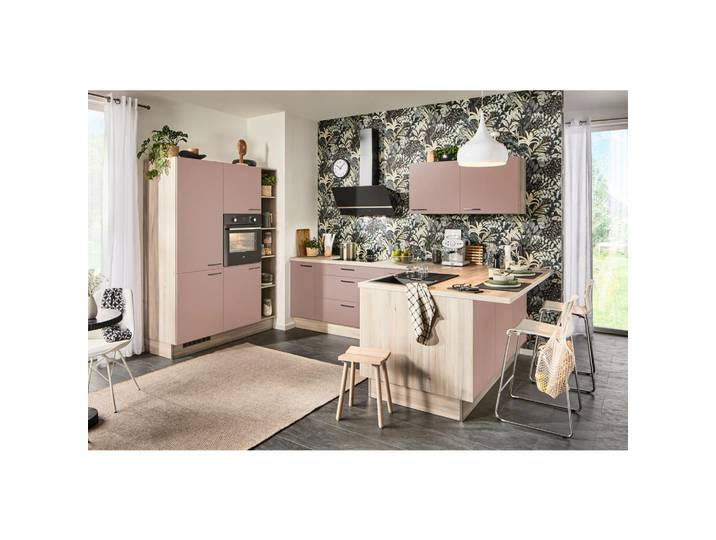 Xora Eckküche XO 15, Rosa, Eckteil, nur wie online abgebildet bestellbar, 280x192 cm, Made in Germany, seitenverkehrt erhältlich, vormontierter Korpus, Küchen, Eckküchen, Eckküchen ohne Geräte