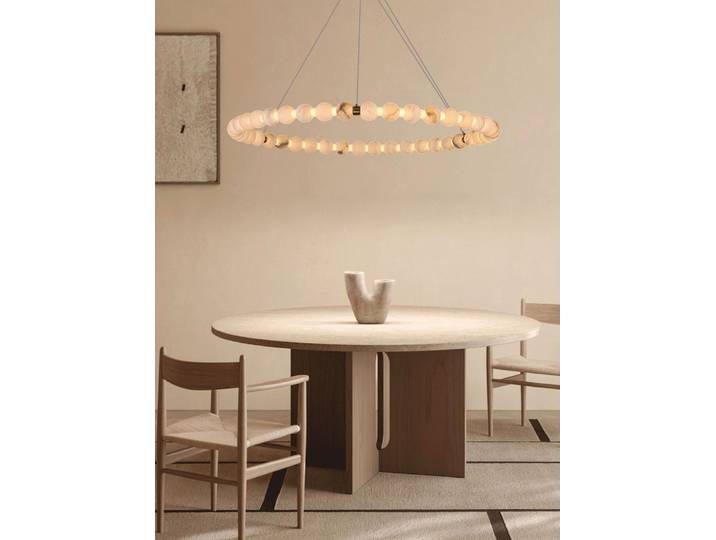 Nouvelle Tendance 2026 : Lustre LED en Marbre 50-100cm, Suspension en Albâtre pour Salle à Manger