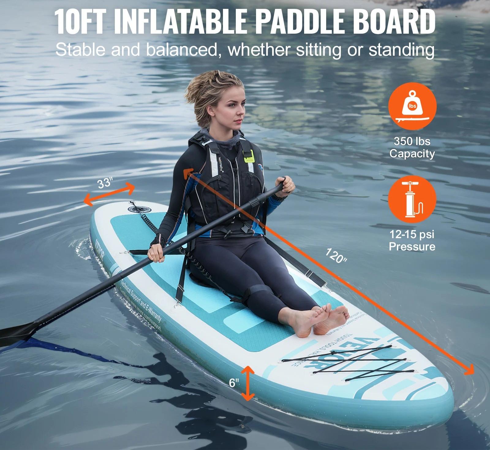 SUP-Board - Stand-Up-Paddle-Board - Stand-Up-Paddelbrett - Surfbrett - Aufblasbar - Mit Sitzfläche - Inklusive Klettverschluss - Für...