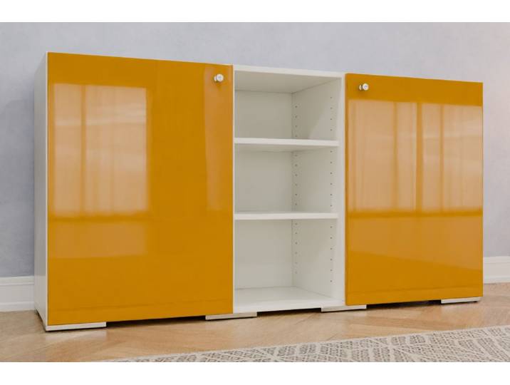 Büro Sideboard nach Maß - RAL 1005 Honiggelb - 84x160x46cm - Individuell konfigurieren