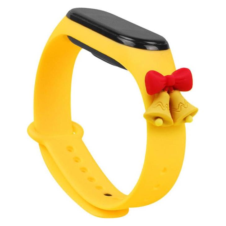 Hurtel Strap Xmas Wristband für Xiaomi Mi Band 4 / Mi Band 3 Christmas Silicone Strap Armband Gelb (Glocken (Kunststoff, Silikon) (1404978613)