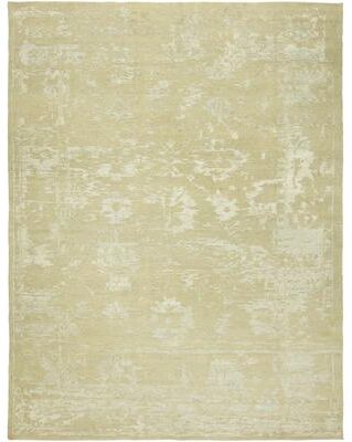 KALATY Transitional Beige Hand-Knotted Wool & Viscose Area Rug
