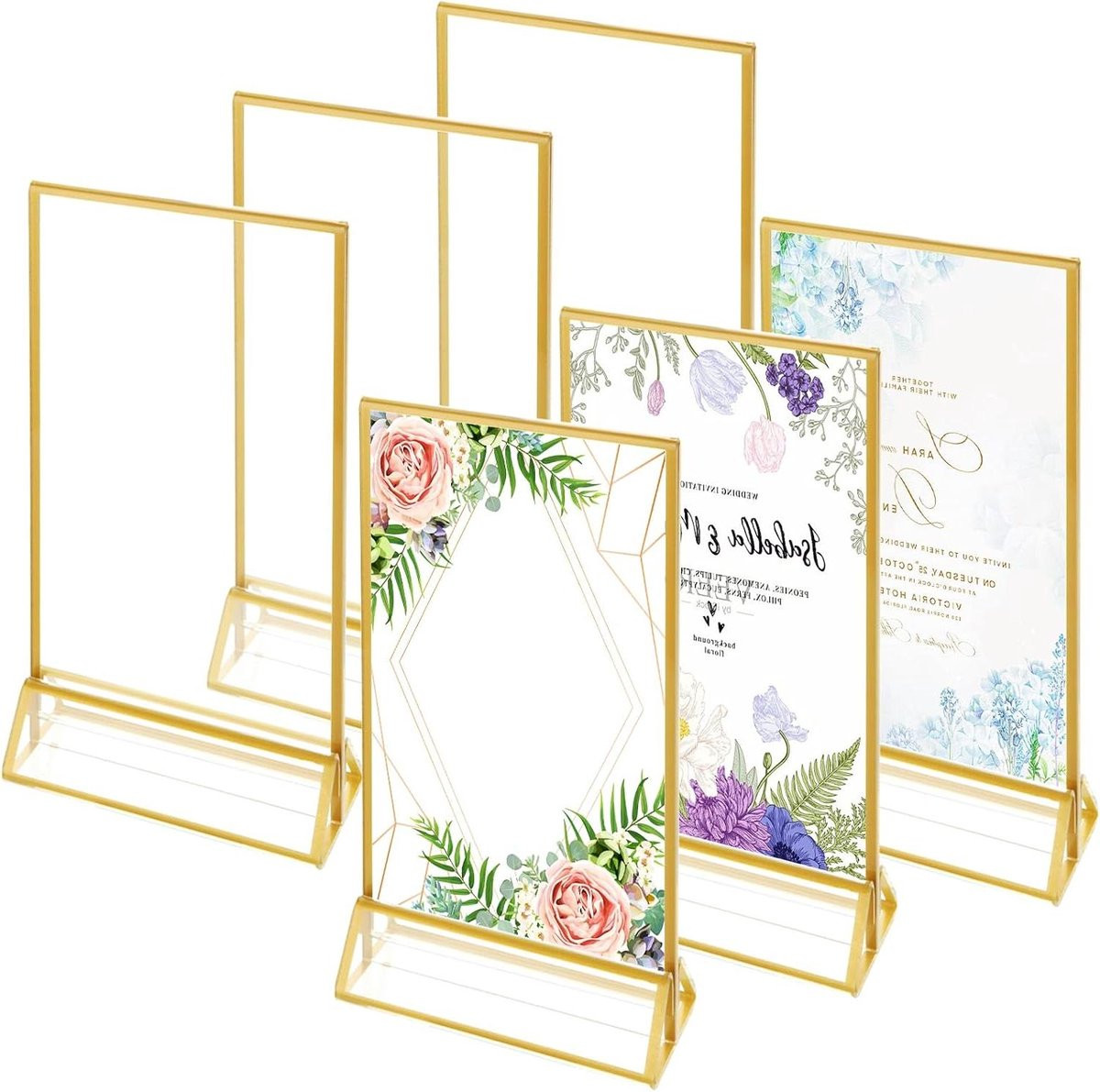 Dubbelzijdige acryl bordhouders voor decoratie en informatie - A5 - Goud
