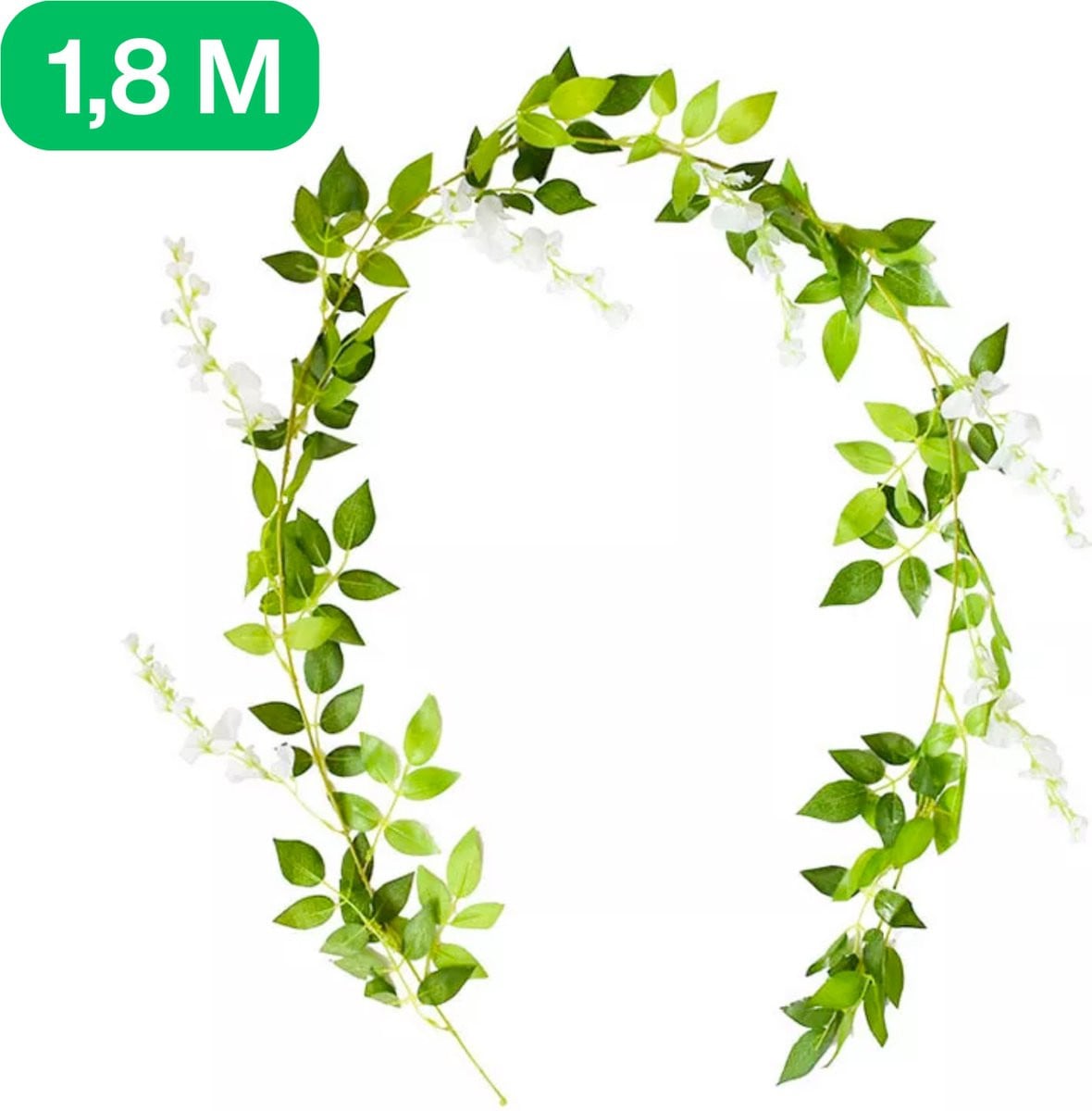 Wisteria Bloemenslinger Wit - 1,8 Meter Kunstbloemen Blauwe Regen voor Fietsmand of Stuur