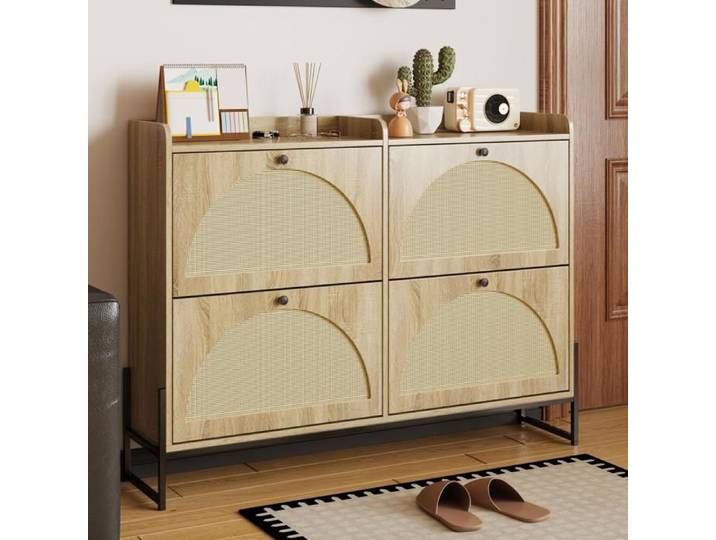 Meuble à chaussures double compartiment armoire de rangement à chaussures couleur en bois rétro couloir support à chaussures