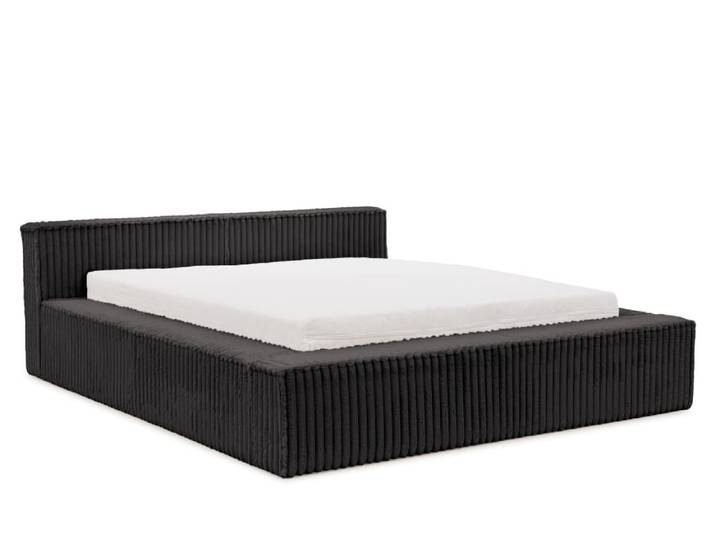 Lit rembourré 140x200 en velours côtelé pelucheux