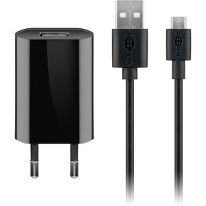 Goobay USB-Ladegerät 44982, 5 Watt, 1x USB-A, 1 Port, mit USB-A auf Micro-USB Kabel