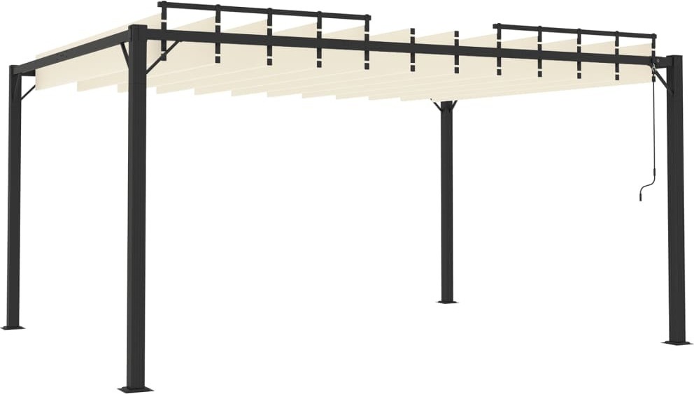 Pergola mit Lamellendach 3x4 m Creme Stoff und Aluminium