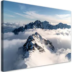 LEINWANDBILD Schneebedeckte Berggipfel Panorama 100x70cm