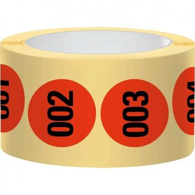Aufkleber I Markierungspunkt, numeriert 001-500, hellrot, Haftpapier, ablösbar, Ø 25mm, 500/Rolle