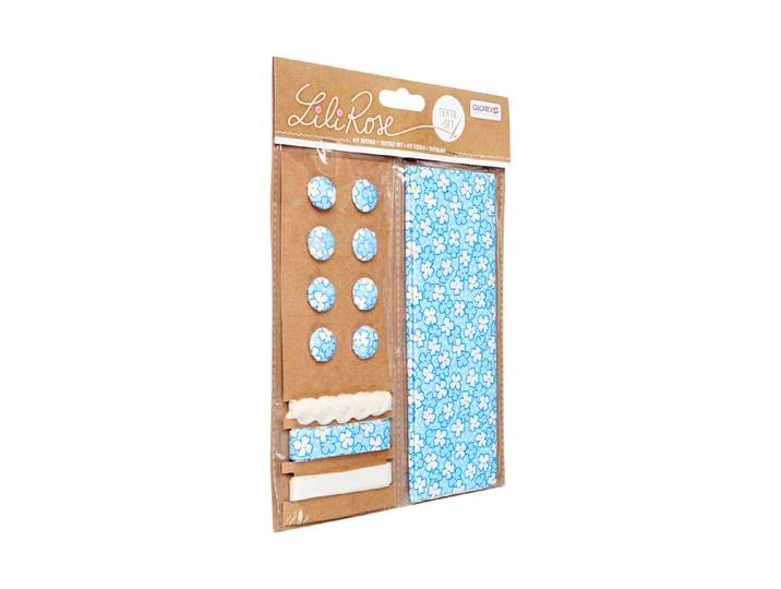 Glorex Textil-Set Blumen Blau 48 × 48 cm 3 × 1 m 8 Stück
