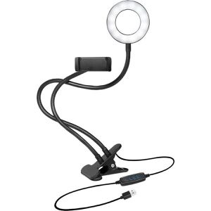 LogiLink AA0150 Ringlicht 24 LEDs, für Handy, mit Klemmhalterung, Ø 8,5 cm