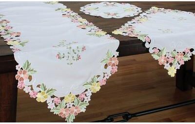 Manor Luxe Colorful Embroidered Flowers Table Runner