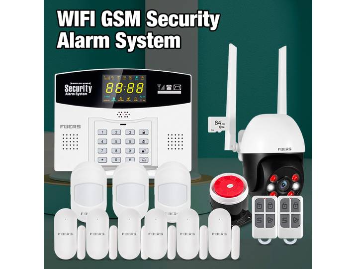 Fuers Tuya Kit de système d'alarme intelligent WIFI GSM alarme antivol système d'alarme maison intelligente couleur LCD affichage sécurité caméra IP