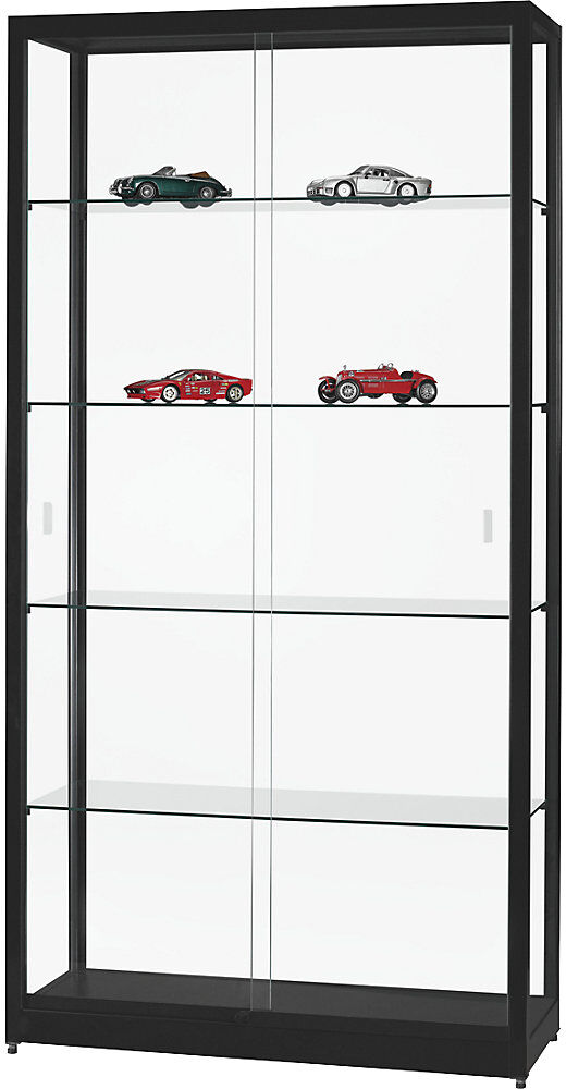kaiserkraft Vitrine, Breite 1000 mm, ohne Beleuchtung, HxT 1972 x 400 mm, ohne Unterschrank, schwarz
