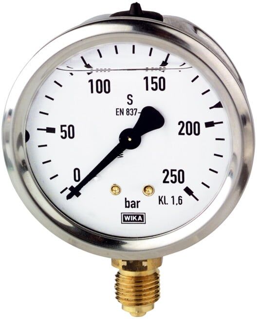 Manomètre à glycérine RIEGLER acier inox G 1/4 fond 0 - 6,0 bar diamètre 63 mm (706-C)