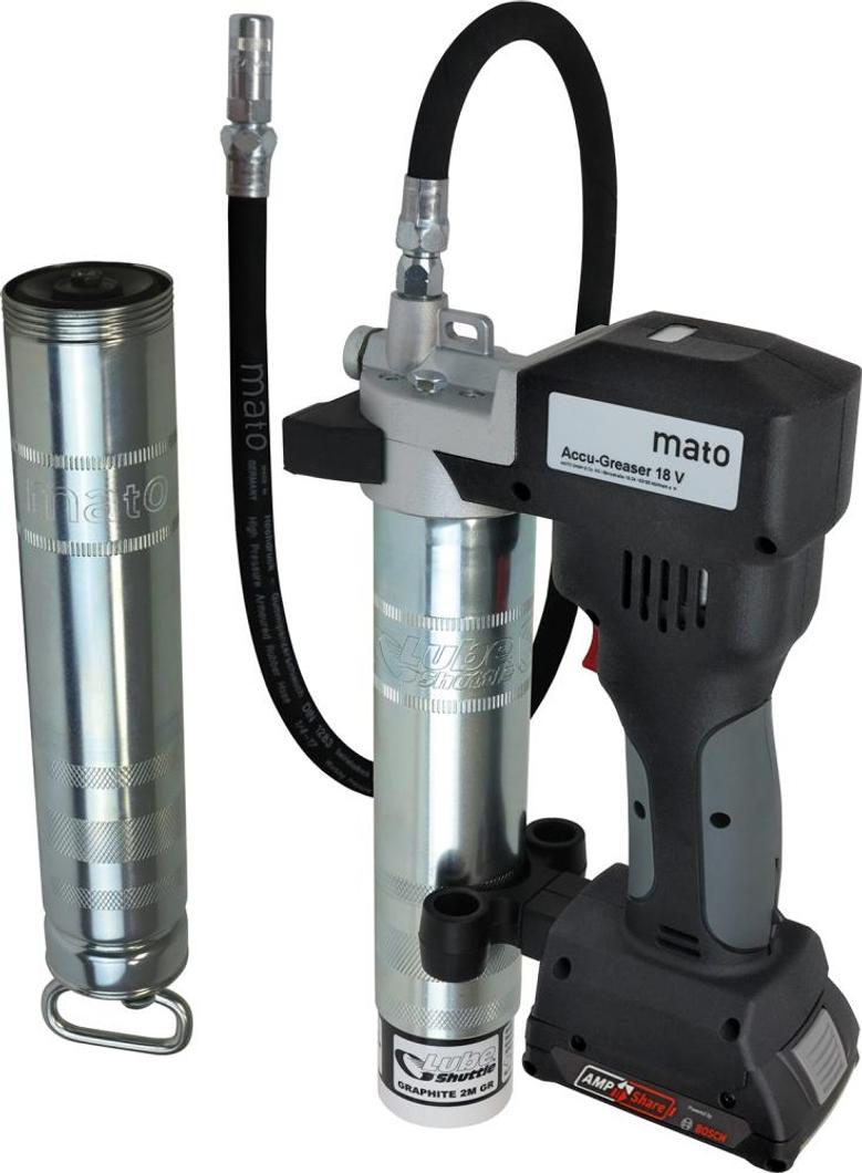 MATO Akku-Fettpresse 18V/2Ah PREMIUM-S-LS AMPShare, mit Ladegerät und Akku