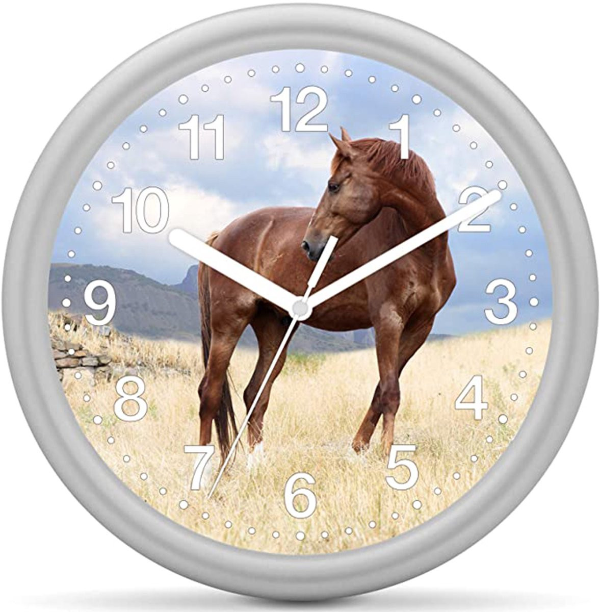 EUROTIME Kinderklok Paard Bruin - Analoge Wandklok