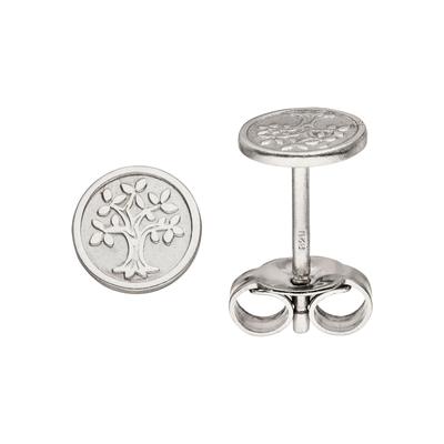Paar Ohrstecker JOBO "Lebensbaum", silber (silber 925), Ohrringe, Damen, 6,4mm, Silber 925 (Sterlingsilber), 925 Silber