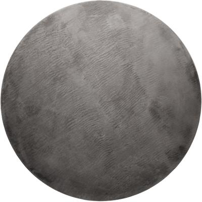 Teppich HOMIE LIVING "Villa Rosso", grau (anthrazit), B:200cm H:15mm L:200cm Ø:200cm, Polyester, Teppiche, Teppich, Kurzflor, Uni-Farben, leicht glänzende Optik