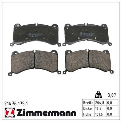 ZIMMERMANN Bremsbelagsatz, Scheibenbremse 214761751 Vorderachse für Audi