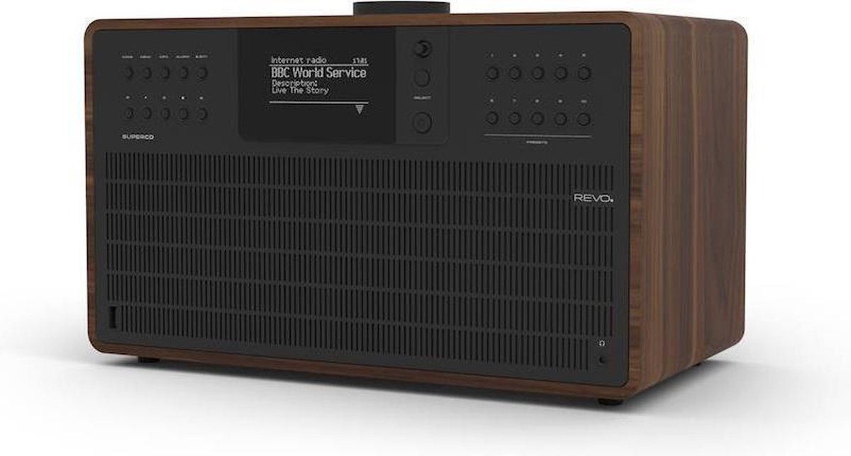 Revo SuperCD CD-speler met DAB+ Radio, Internetradio en Bluetooth AptX - Walnoot/Zwart