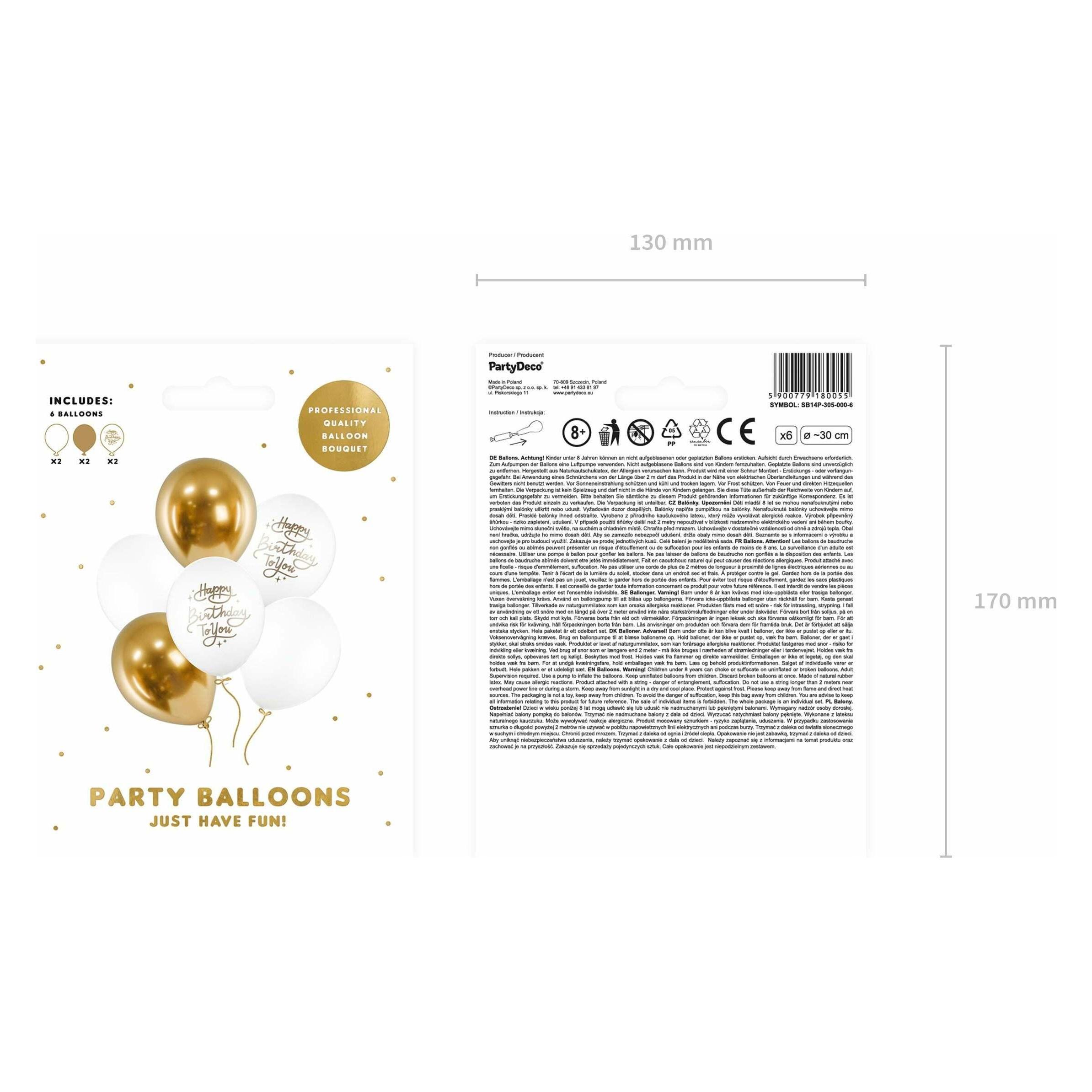 Partydeco Ballonstrauss Happy Birthday To You (6x) (SB14P-305-000-6)