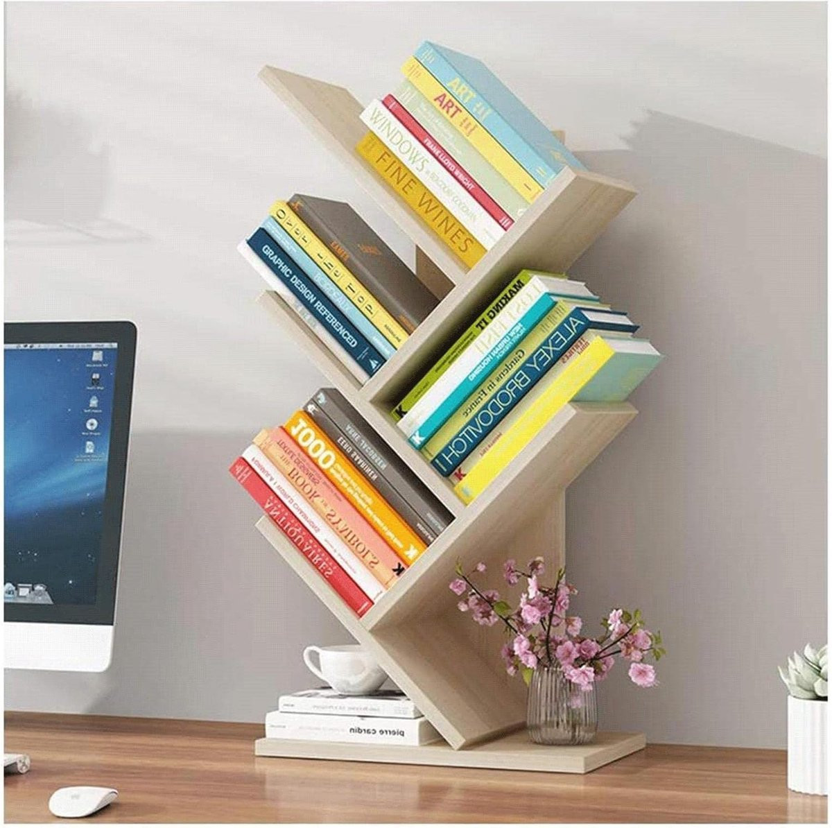 Boomvormige Boekenkast en Bureau Organizer in Geel