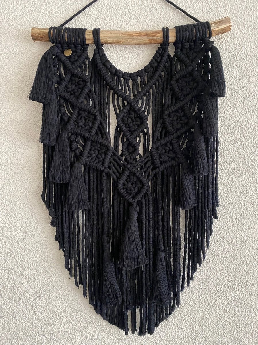 Kupeli Handgemaakte Macramé Wanddecoratie - Zwart