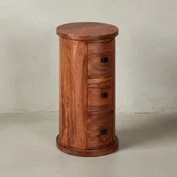 KADIMA DESIGN Rustikale Sheesham Massivholz Kommode mit 3 Schubladen, Stilvoll und strapazierfähig