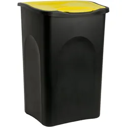 Casaria Deuba Mülleimer Schwarz/Gelb Kunststoff 50L
