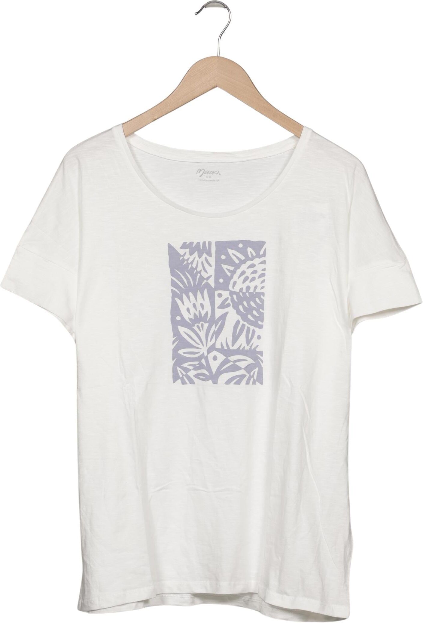 Maas Damen T-Shirt, Weiß, Gr. XL, Baumwolle - Second Hand