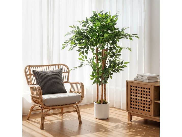 HOMCOM Plante Artificielle Banian 120cm avec Pot