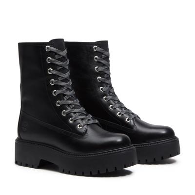 Schnürboots TIMBERLAND "STONE STREET - MID LACE BOOT", Damen, Gr. 38, schwarz (schwarz full grain), Leder, Schuhe Schnürboots