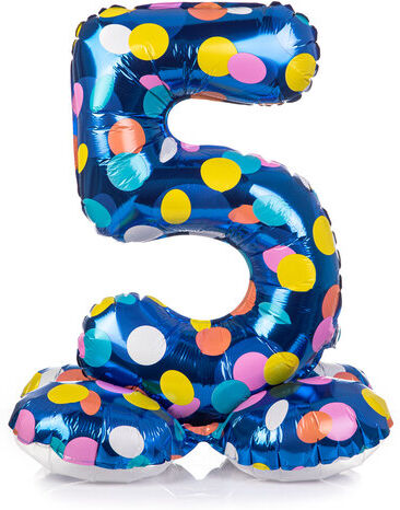 Folienballon "5", stehend, blau/bunt