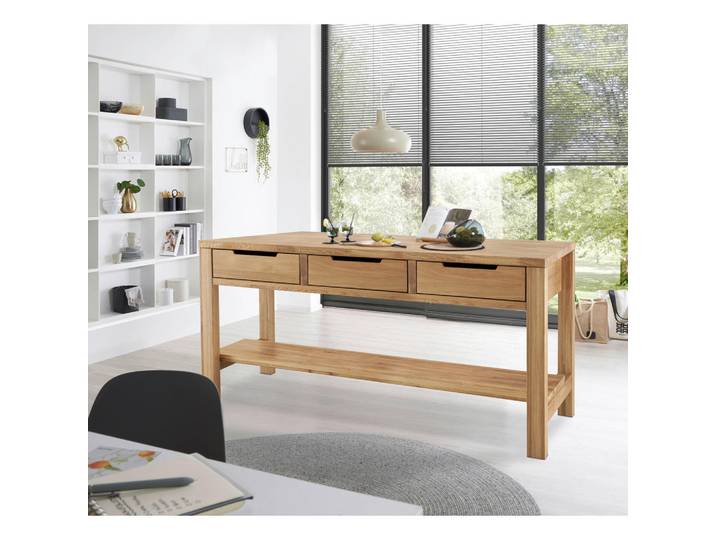 P & B Kücheninsel Ponza, Eiche, Holz, Eiche, massiv, 3 Schublade(n) Schubladen, 180x91x90 cm, Küchen, Küchenmöbel, Kücheninseln