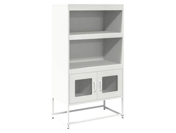 LASWWQMRF Highboard Weiß 68x39x123 cm Metall Mehrzweckschrank mit Türen Stabiler Kommodenschrank für Wohnzimmer und Schlafzimmer. Bietet geschützten Stauraum mit flexibel montierbaren Türen.
