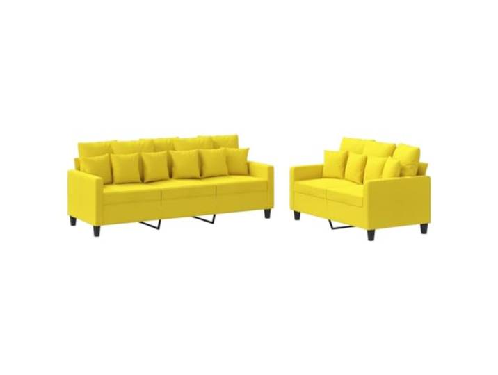 PUGYNBK 2-teiliges Sofa-Set mit Kissen, hellgelber Stoff Struktur aus Sperrholz und Metall, Sitz mit Polsterung, trägt 110 kg pro Sitz, atmungsaktiver und langlebiger Stoff