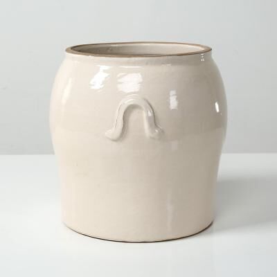 Lilys Living Approx.10.6 Inches tall Off White Ceramic Vase with Decorative Handles
