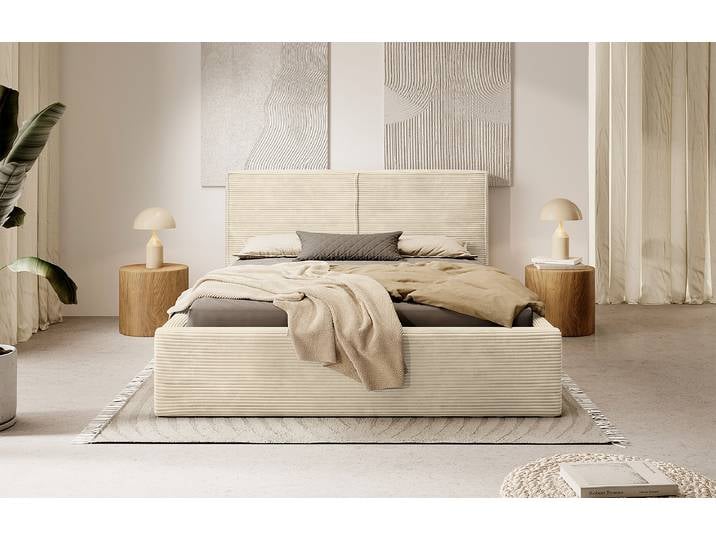 Polsterbett Farese 160 x 200cm Cordstoff Poppy Beige