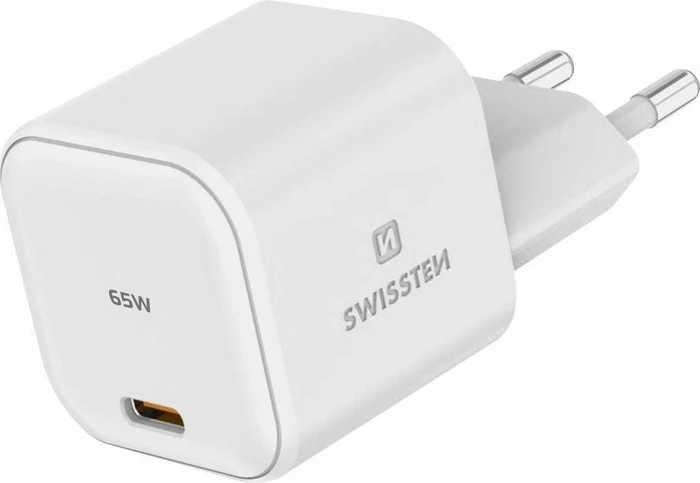 Swissten Power Adapter GaN 1x USB-C 65W Power Delivery Weiß