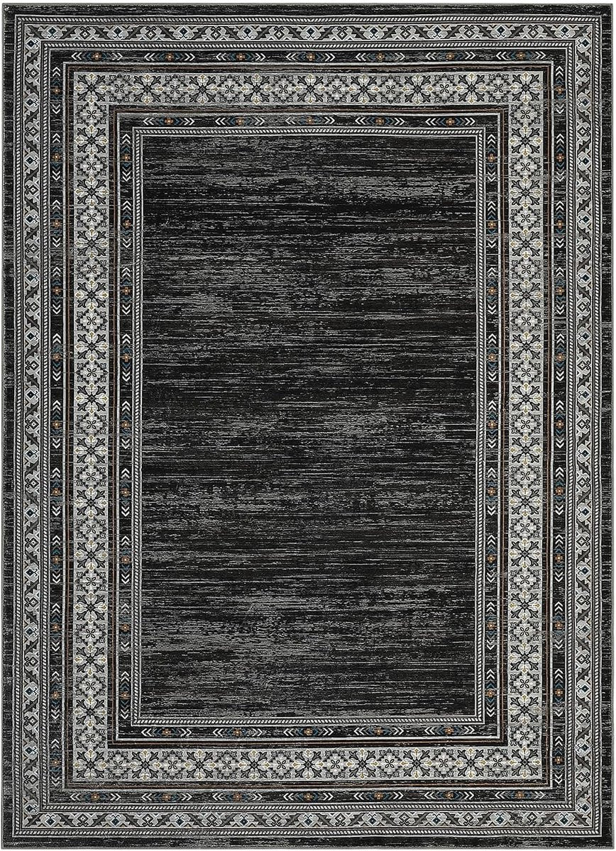 Modern Abstract Vloerkleed Triumpunpre Zwart Polyester voor Woonkamer en Slaapkamer