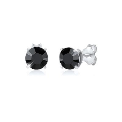 Paar Ohrstecker KUZZOI "Ohrringe Basic Stecker Geo Kristalle 925 Silber", schwarz, Ohrringe, Herren, ohne Stein, Silber 925 (Sterlingsilber)