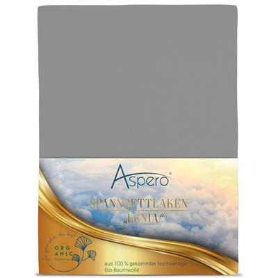 Bettlaken ASPERO "Bio-Baumwoll Spannbettlaken Minas", grau (hellgrau), B:100cm, Bettlaken, Bettlaken
