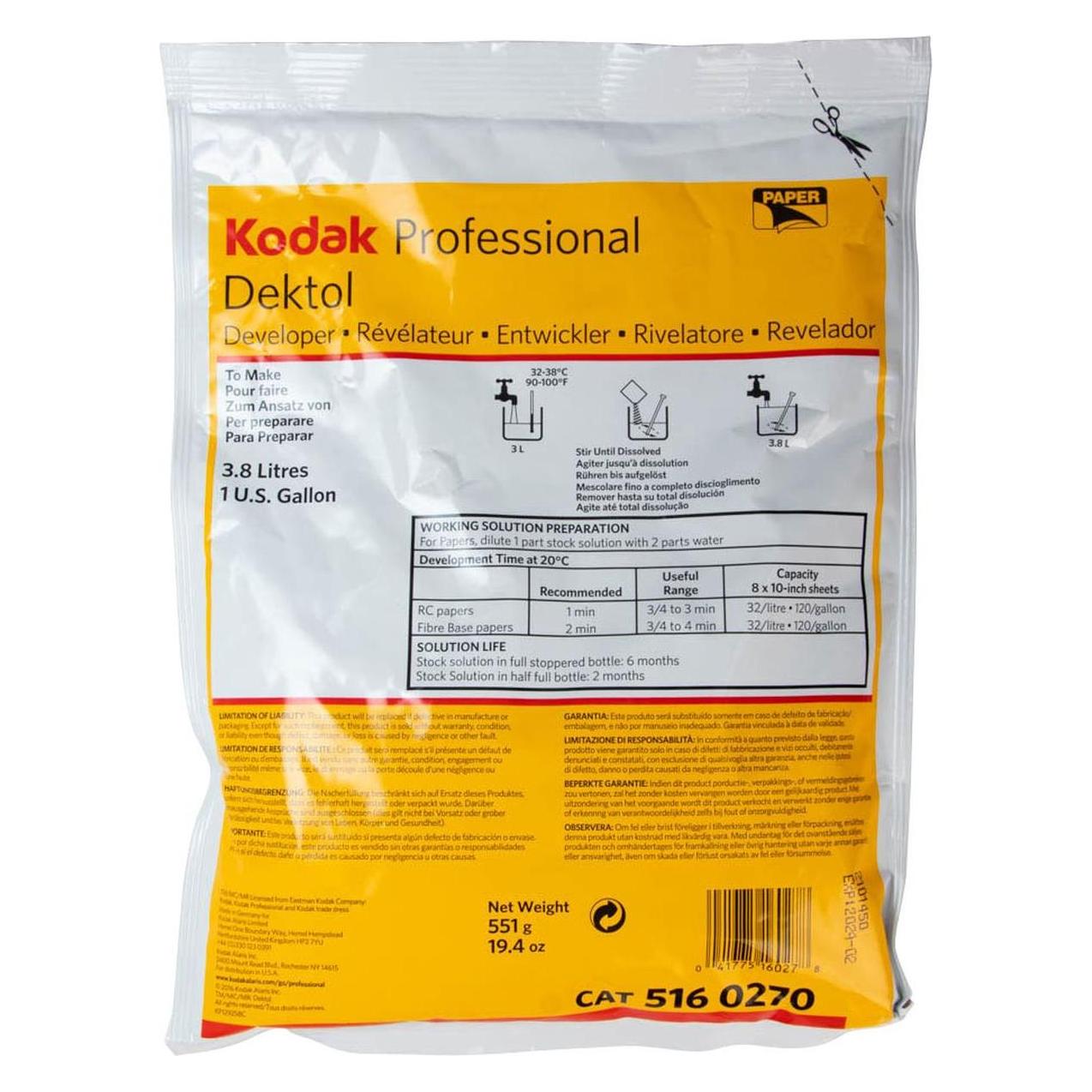 Kodak Dektol Developer Packet 1GL 1011 (1058296)